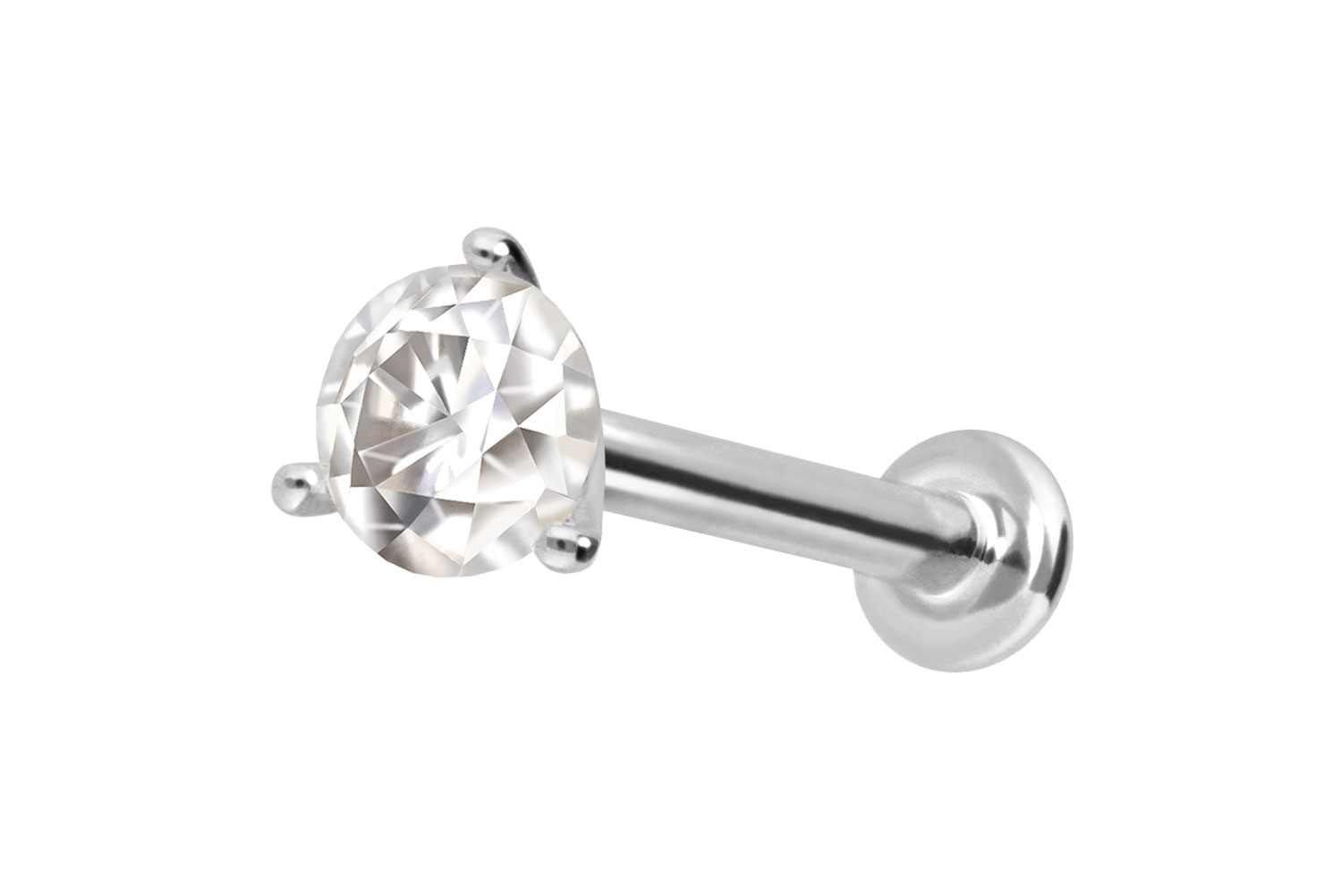 14 Karat Gold Labret Piercing mit Push Fit MOISSANIT